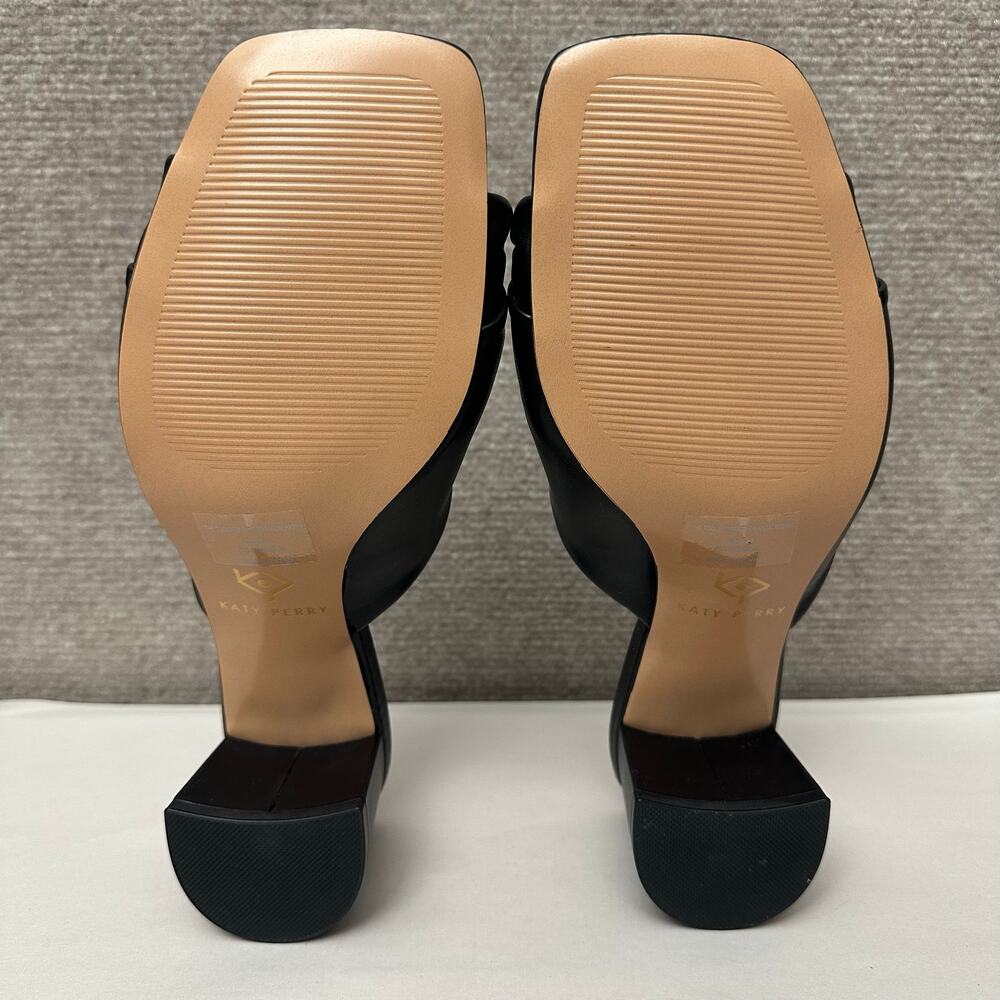 Katy Perry The Tooliped Twisted Sandal Black Faux Leather Mules Block Heel Sz 8M - Picture 6 of 9